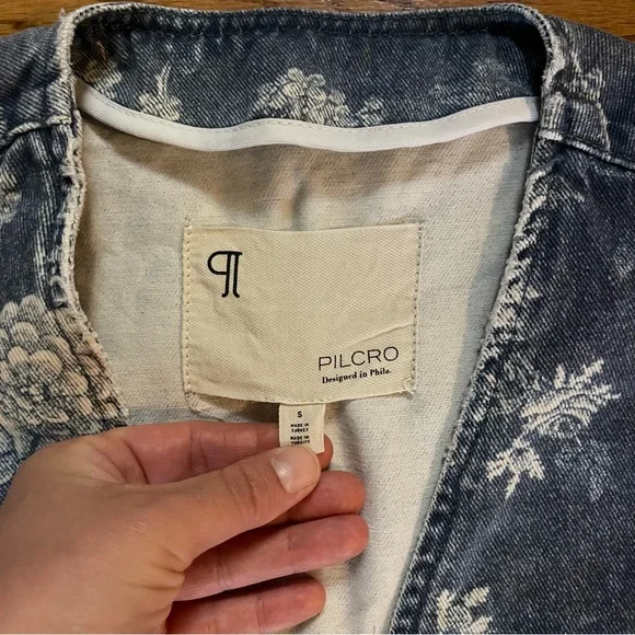 Pilcro Anthropologie The Leon Double Hem High Rise Wide Leg Jeans Denim Vest Set - Picture 7 of 17